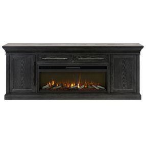Willow Lane Ebony Black 80" TV Stand with Fireplace and LED