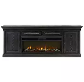 Willow Lane Ebony Black 84" TV Stand with Fireplace and LED