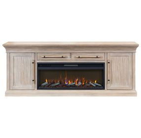 Willow Lane Natural Oak 80" TV Stand with Fireplace and LED