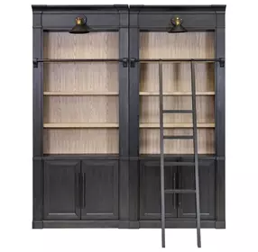 Willow Lane Black 2 Piece Tall Bookcase with Ladder