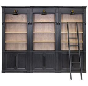 Willow Lane Black 3 Piece Tall Bookcase with Ladder