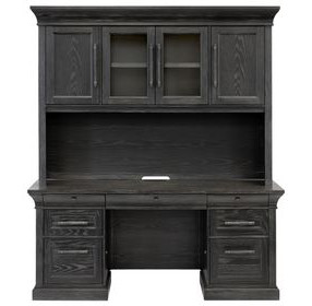 Willow Lane Ebony Black 68" Credenza with Hutch and USB Charging