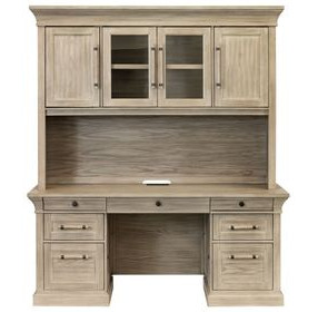 Willow Lane Natural Oak 68" Credenza with Hutch and USB Charging