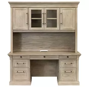 Willow Lane Natural Oak 68" Credenza with Hutch and USB Charging