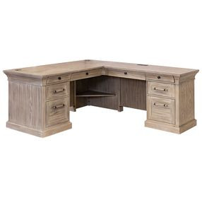 Willow Lane Natural Oak 118" Executive L Desk with USB Charging