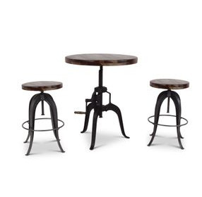 Sparrow Brown 30" Round Adjustable Pub Table and Stool Set of 3