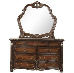 Bella Notte Mahogany Brown Arched Dresser Mirror