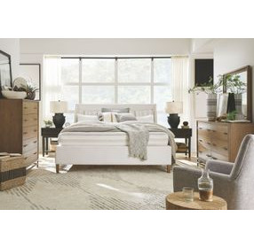 Lindon Belgian Wheat and White Upholstered Panel Bedroom Set