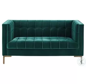 Isaac Emerald Green Velvet Loveseat