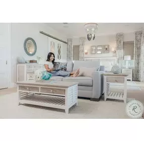 Island Haven Dapple Grey and Blanc Rectangular Ocassional Table Set