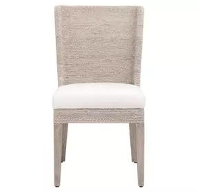 Woven Peyton Pearl Performance Fabric Upholstered Isle Dining Chair Set of 2