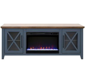 Ithaca Blue and Bourbon 66" TV Stand with Fireplace