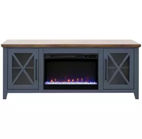 Ithaca Blue and Bourbon 66" TV Stand with Fireplace