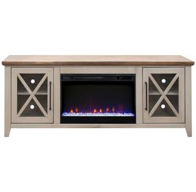Ithaca Sandstone and Bourbon 66" TV Stand with Fireplace