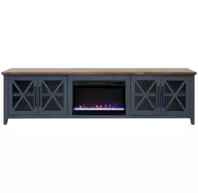 Ithaca Blue and Bourbon 96" TV Stand with Fireplace