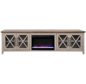 Ithaca Sandstone and Bourbon 96" TV Stand with Fireplace