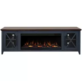 Ithaca Blue and Bourbon 83" TV Stand with Fireplace