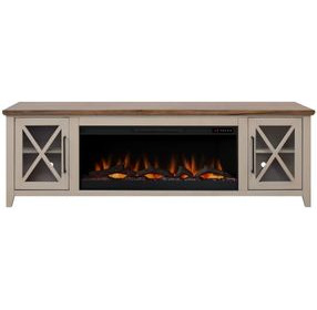 Ithaca Sandstone and Bourbon 83" TV Stand with Fireplace