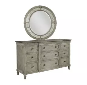 Savona Versaille Painted 9 Drawer Stockholm Dresser with Oval Rococo Mirror