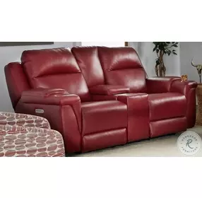 Bono Palermo Crimson Triple Power Reclining Console Loveseat