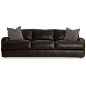 Cameron Black Leather 97" Sofa with Pillow