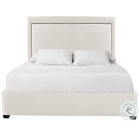 Morgan Cream King Upholstered Panel Bed with Nailhead Trim