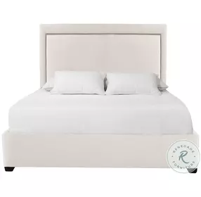 Morgan Cream King Upholstered Panel Bed with Nailhead Trim
