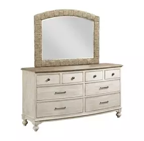 Litchfield Sunwashed and Brown 8 Drawer Weymouth Dresser with Arched Mirror