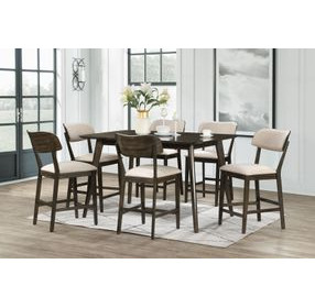 Rex Walnut 60" Rectangular Counter Height Dining Room Set