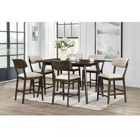 Rex Walnut Rectangular Counter Height Dining Room Set