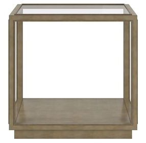 Glaze Gray Square Glass Top End Table