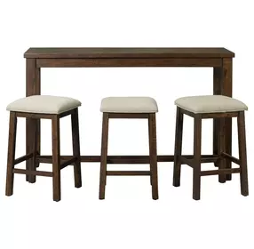 Dex Cream and Cherry Upholstered 4 Piece Bar Table Set with USB Charging