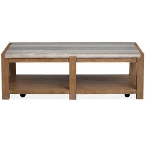 Foxrun Hollow Sierra Brown Rectangular Marble Top Cocktail Table