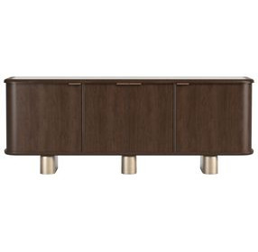 Verge Handcrafted Walnut 85" 4 Door Credenza