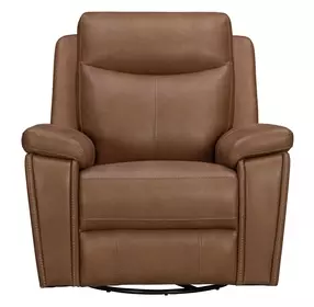 Veracruz Vintage Tan Leather Swivel Glider Dual Power Recliner with USB Charging