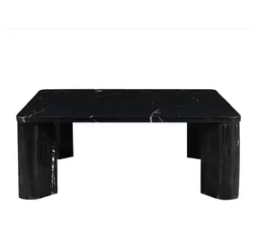 Segment Jetty Black Square Marble Top Coffee Table