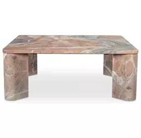 Segment Orange Square Marble Top Coffee Table