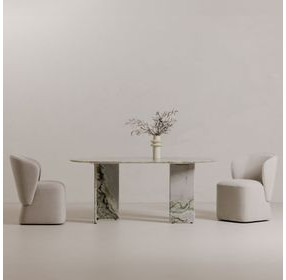 Celia Green Oval Marble Top Dining Room Set