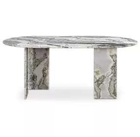 Celia Green 72" Oval Marble Top Dining Table