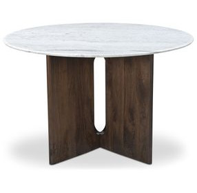 Stanley White and Gray 48" Round Marble Top Dining Table