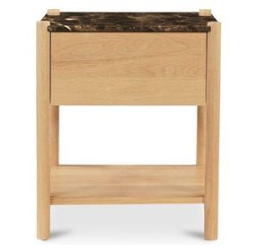 Elio Dark Emperador and Brown 1 Drawer Marble Top Nightstand