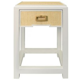Jean Natural Grasscloth Rectangular 1 Drawer Side Table