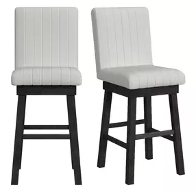 Rizzo Beige Upholstered Swivel Bar Stool Set of 2