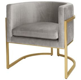 Jenna Gray and Gold Leaf Accent Chair