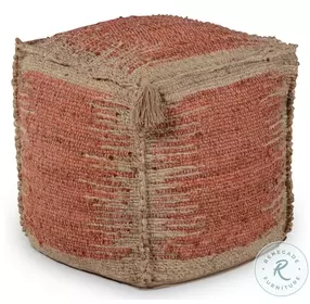 Jafar Brown And Orange Handwoven Pouf