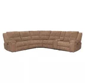 Bronco Plush Tobacco 6 Piece Modular Zero Gravity Power Reclining Sectional with Power Adjustable Headrest and USB Charging