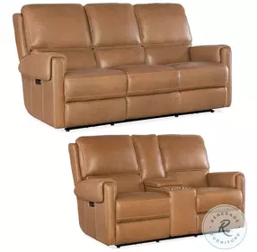 Somers Light Brown Power Reclining Living Room Set with Power Headrest