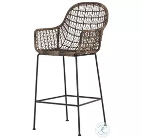 Bandera Natural Black Outdoor Woven Bar Stool