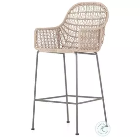 Bandera Vintage White Outdoor Woven Bar Stool