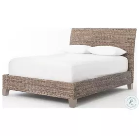 Banana Leaf Grey Wash King Platform Sleigh Bed
